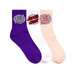 Santa Cruz Oval Dot Girls Mid Socks (3 Pack)